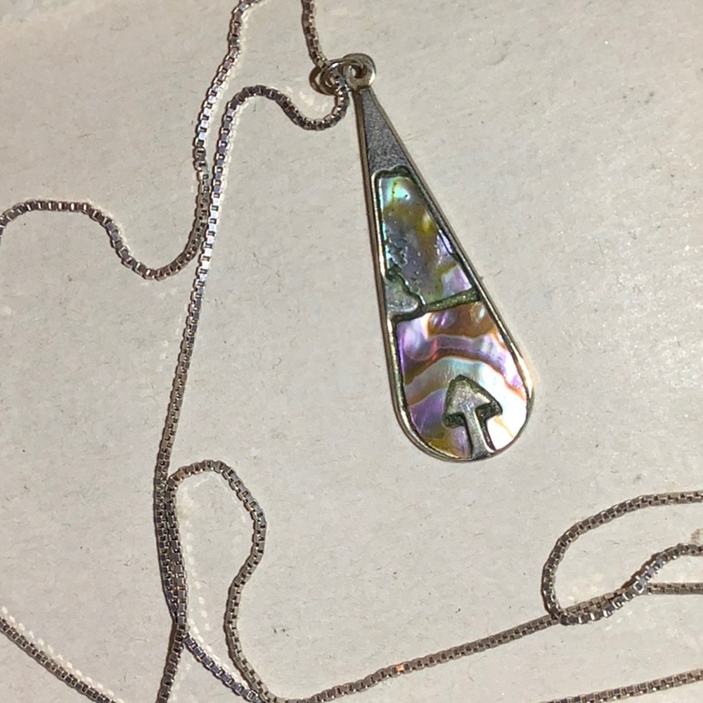 Abalone pendent with chain.